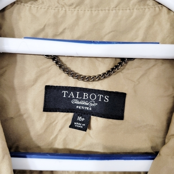 Talbots Tan Button Up Trench Jacket Size 16P - Picture 6 of 11
